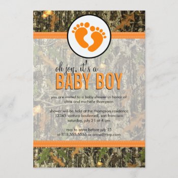 Orange - Camo Baby Boy Shower Invitation by party_depot at Zazzle