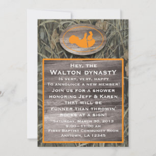 Orange Camo Baby Shower Invitation