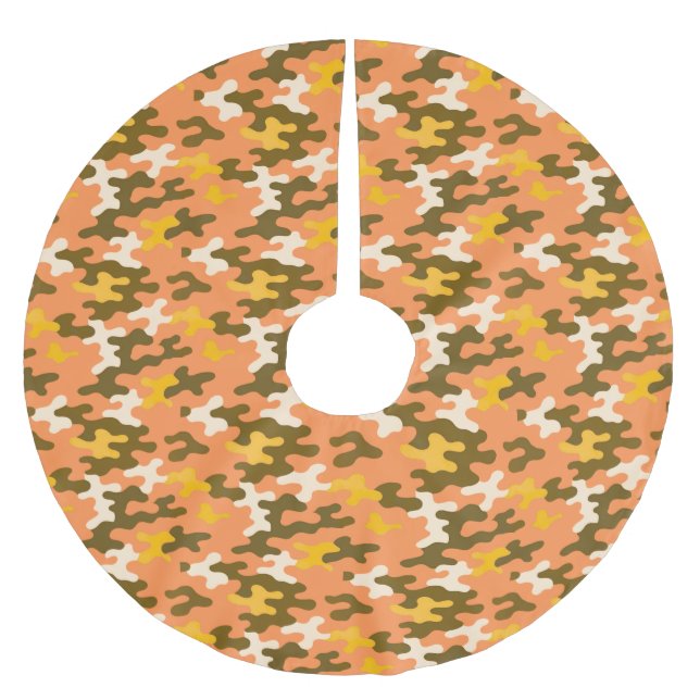 Orange Camo Brushed Polyester Tree Skirt (Front)