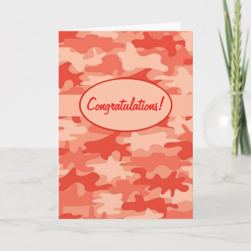 Orange Camo Camouflage Congratulations Custom Card