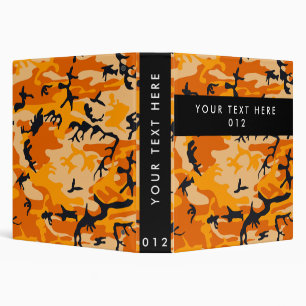 Orange Camo, Camouflage, Military, Army 3 Ring Binder