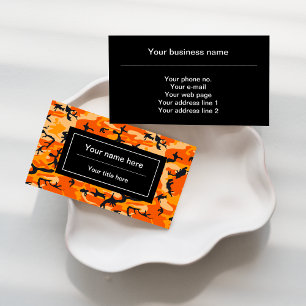Orange Camo, Camouflage, Military, Army Business Card