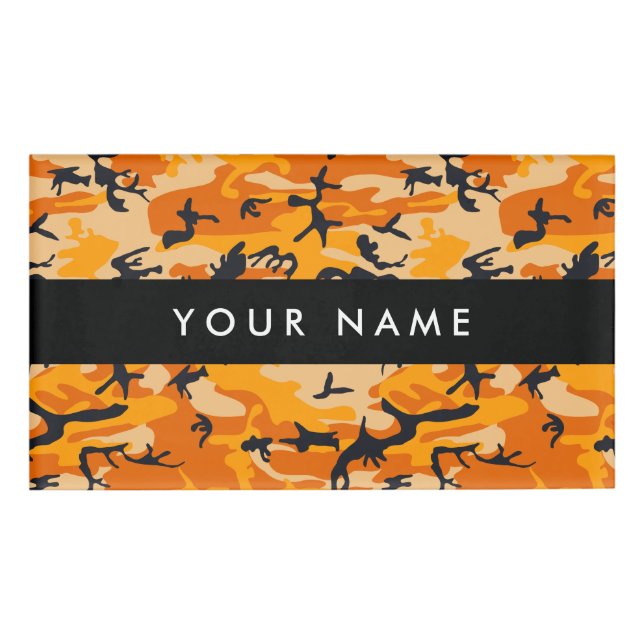Orange Camo, Camouflage, Military, Army Name Tag (Front)