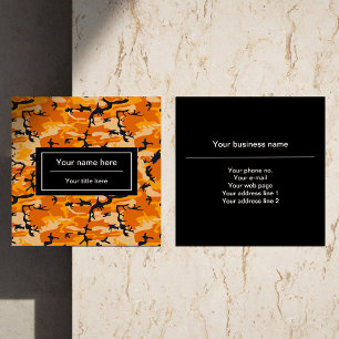 Orange Camo, Camouflage, Military, Army Square Business Card