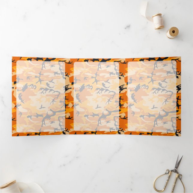 Orange Camo, Camouflage, Military, Army Tri-Fold Card (Inside)