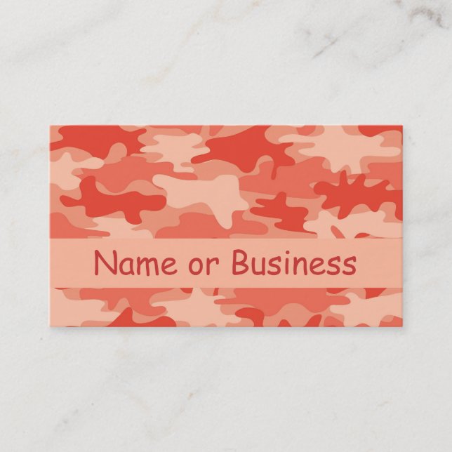 Orange Camo Camouflage Name Personalized Business Card (Front)