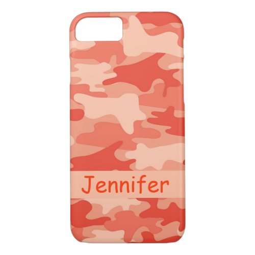 Orange Camo Camouflage Name Personalized iPhone 87 Case