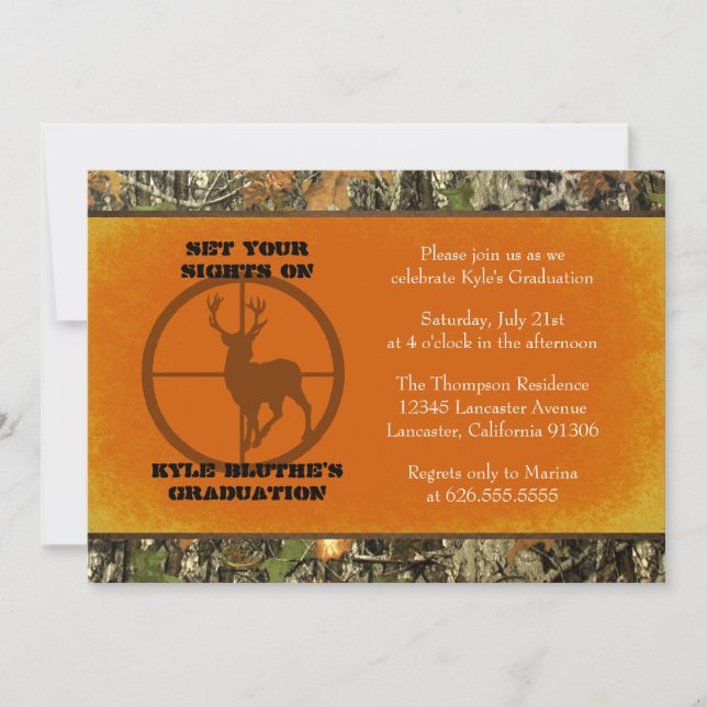 Orange - Camo Graduation Invitations (Front)