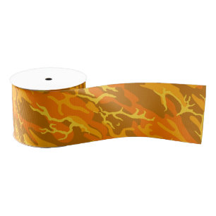 Orange Camo Grosgrain Ribbon