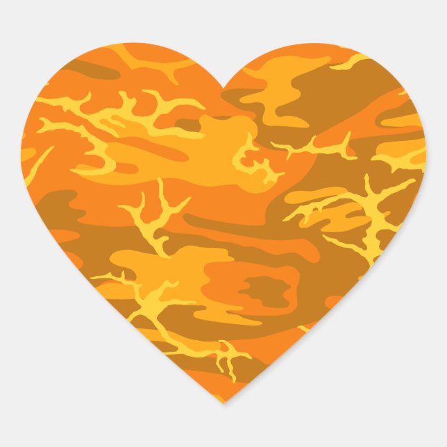 Orange Camo Heart Sticker (Front)