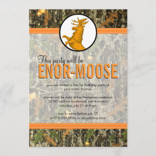 Orange - Camo & Moose Birthday Party Invitation