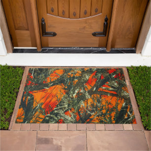 Orange Camouflage Design Doormat