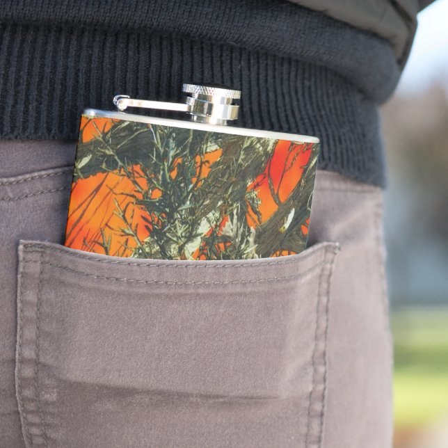 Orange Camouflage Design Flask (In Situ)
