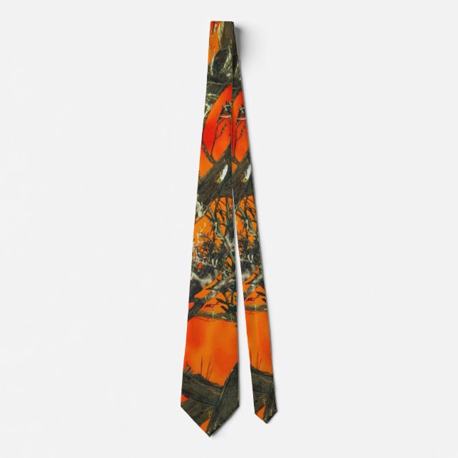 Orange Camouflage Design Neck Tie (Front)