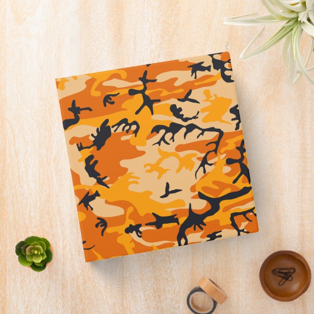 Orange Camouflage, Military, Army 3 Ring Binder (In Situ)