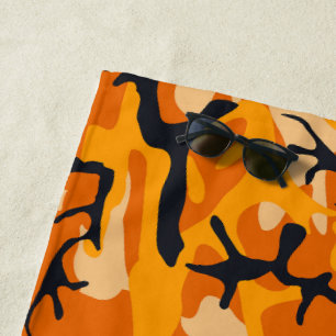 Orange Camouflage, Military, Army Beach Towel