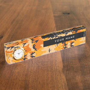 Orange Camouflage, Military, Army Desk Name Plate