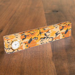 Orange Camouflage, Military, Army Desk Name Plate