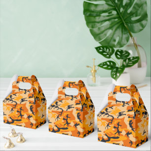Orange Camouflage, Military, Army Favor Boxes