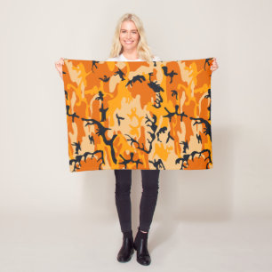 Orange Camouflage, Military, Army Fleece Blanket