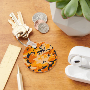 Orange Camouflage, Military, Army Keychain