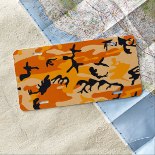 Orange Camouflage, Military, Army License Plate