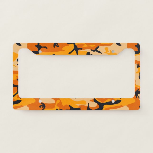 Orange Camouflage, Military, Army License Plate Frame (Front)