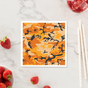 Orange Camouflage, Military, Army Napkins