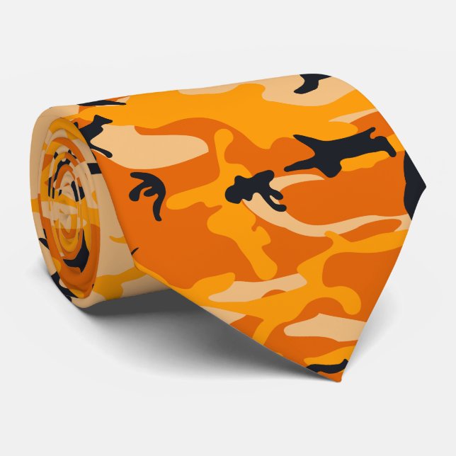 Orange Camouflage, Military, Army Neck Tie (Rolled)