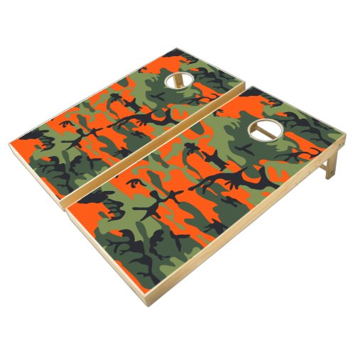 Orange Camouflage Pattern Military Pattern Army Cornhole Set