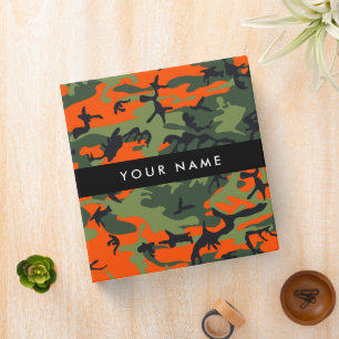 Orange Camouflage Pattern, Your name, Personalize 3 Ring Binder