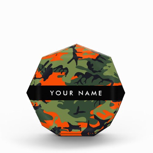 Orange Camouflage Pattern Your name Personalize Acrylic Award