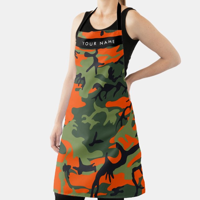 Orange Camouflage Pattern, Your name, Personalize Apron (Insitu)