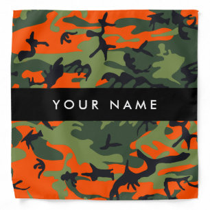 Orange Camouflage Pattern, Your name, Personalize Bandana