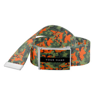 Orange Camouflage Pattern, Your name, Personalize Belt