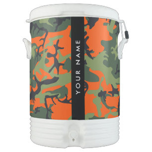Orange Camouflage Pattern, Your name, Personalize Beverage Cooler