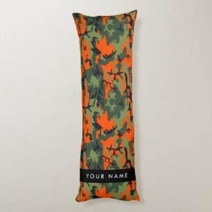 Orange Camouflage Pattern, Your name, Personalize Body Pillow