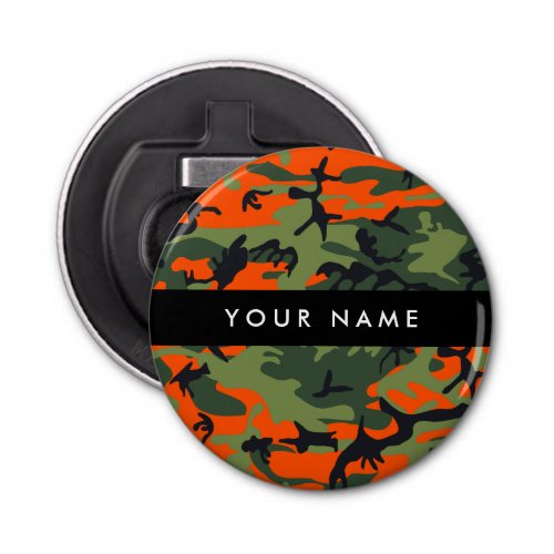 Orange Camouflage Pattern Your name Personalize Bottle Opener