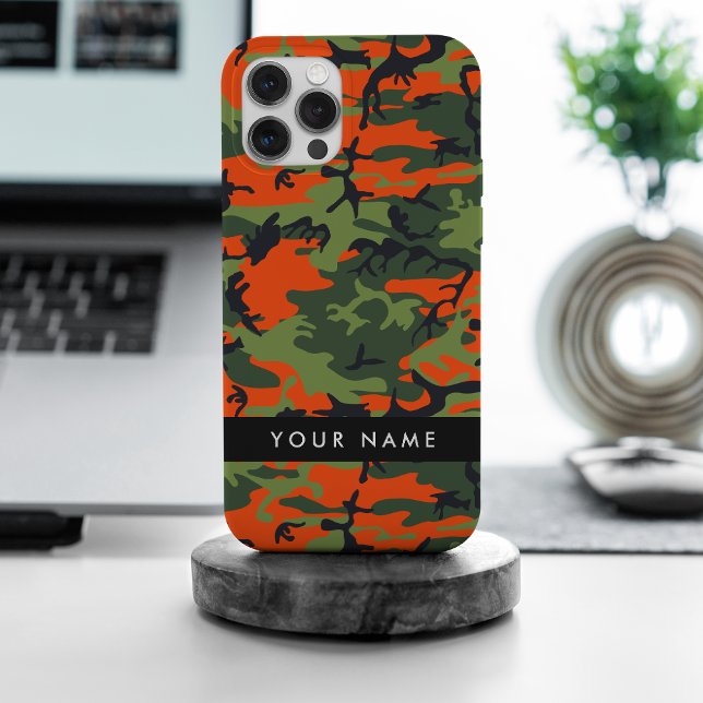 Orange Camouflage Pattern, Your name, Personalize Case-Mate iPhone Case (Creator Uploaded)