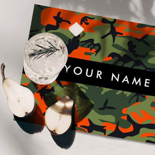 Orange Camouflage Pattern Your name Personalize Cloth Placemat