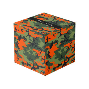Orange Camouflage Pattern, Your name, Personalize Cube