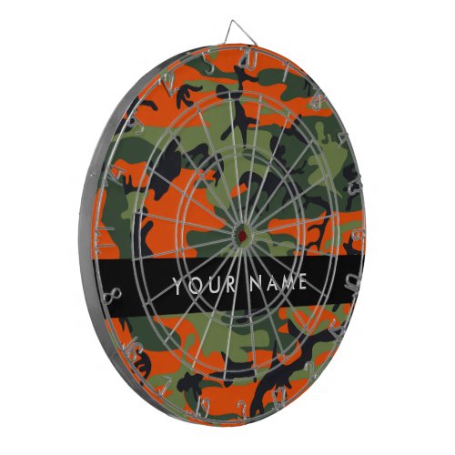 Orange Camouflage Pattern Your name Personalize Dart Board