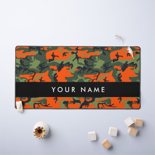 Orange Camouflage Pattern Your name Personalize Desk Mat