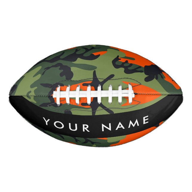 Orange Camouflage Pattern, Your name, Personalize Football (Front)