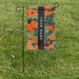 Orange Camouflage Pattern, Your name, Personalize Garden Flag