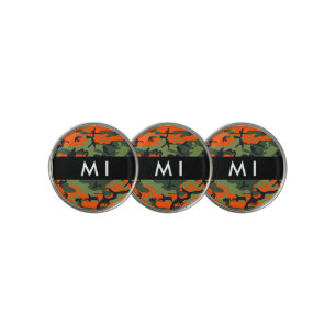 Orange Camouflage Pattern, Your name, Personalize Golf Ball Marker