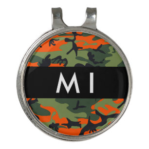 Orange Camouflage Pattern, Your name, Personalize Golf Hat Clip