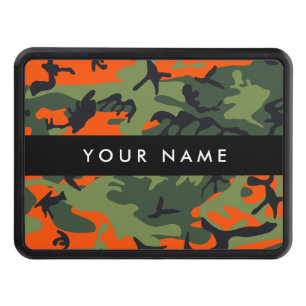 Orange Camouflage Pattern, Your name, Personalize Hitch Cover