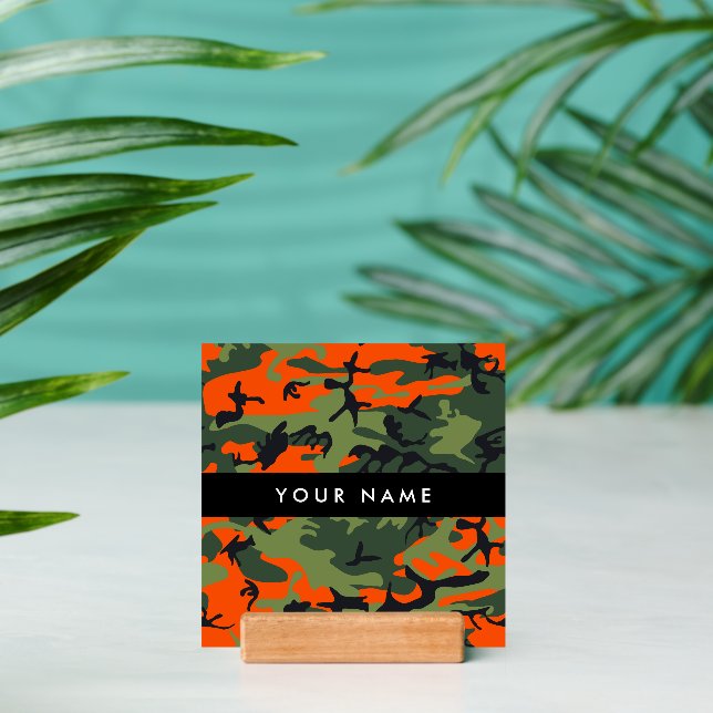 Orange Camouflage Pattern, Your name, Personalize Holder (Insitu 2 (Back))