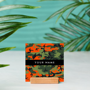 Orange Camouflage Pattern, Your name, Personalize Holder